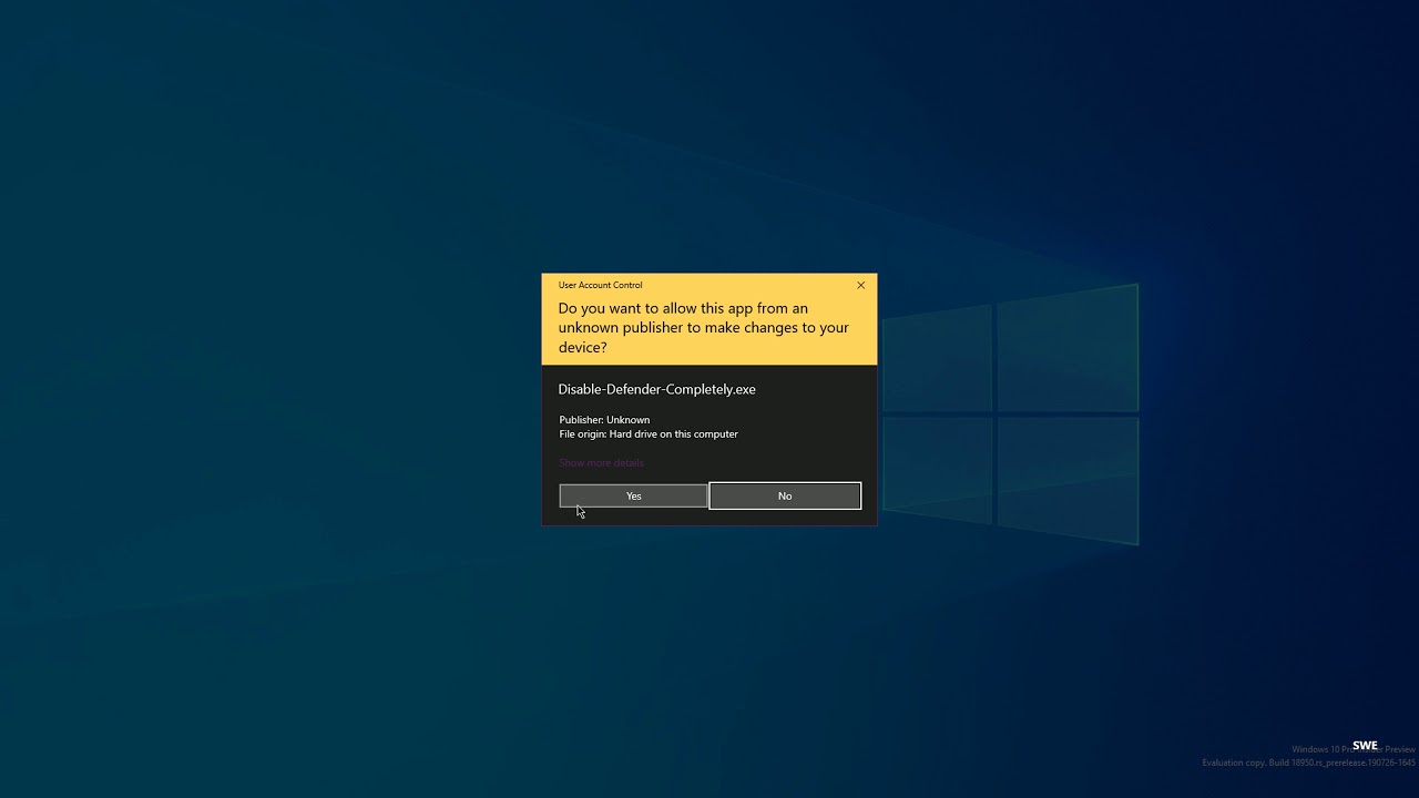 permanently disable windows defender